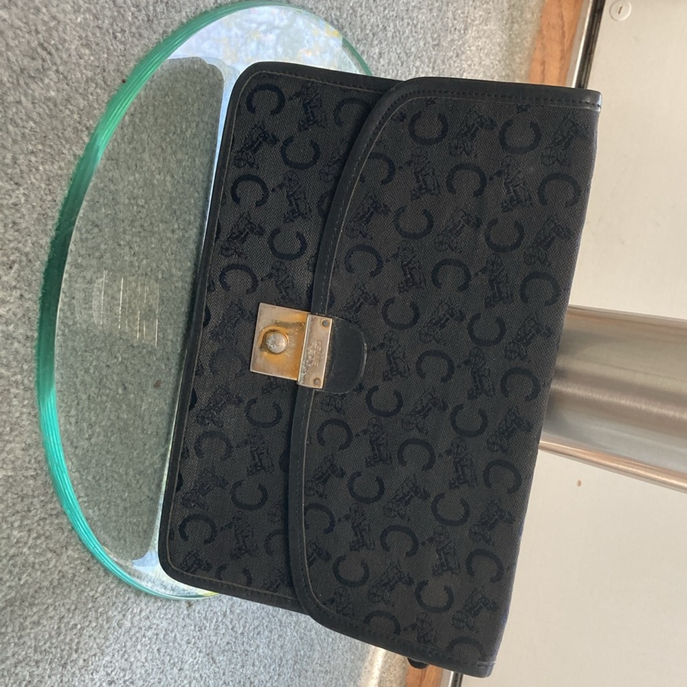 Celine Canvas & Leather Black Clutch